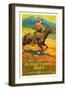 THE PONY EXPRESS RIDER, William Barrymore aka Kit Carson on US poster art, 1926-null-Framed Art Print