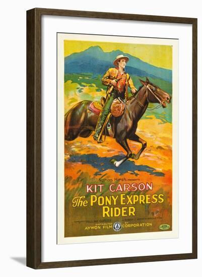 THE PONY EXPRESS RIDER, William Barrymore aka Kit Carson on US poster art, 1926-null-Framed Art Print