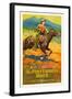 THE PONY EXPRESS RIDER, William Barrymore aka Kit Carson on US poster art, 1926-null-Framed Art Print