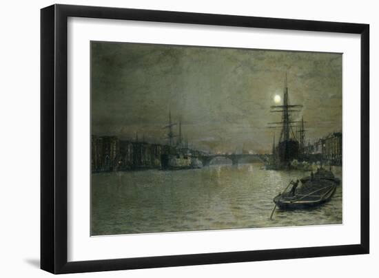 The Pool and London Bridge at Night-John Atkinson Grimshaw-Framed Giclee Print