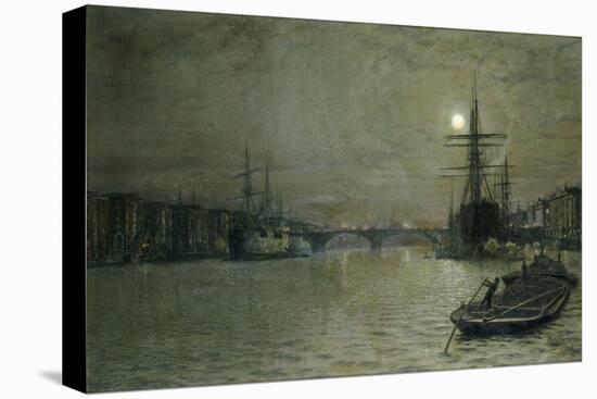 The Pool and London Bridge at Night-John Atkinson Grimshaw-Stretched Canvas