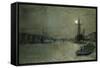 The Pool and London Bridge at Night-John Atkinson Grimshaw-Framed Stretched Canvas