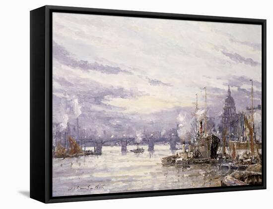 The Pool of London, C.1895-John Sutton-Framed Stretched Canvas