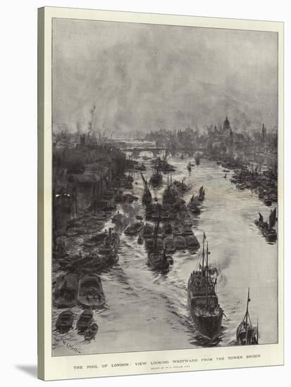 The Pool of London, View Looking Westward from the Tower Bridge-William Lionel Wyllie-Stretched Canvas