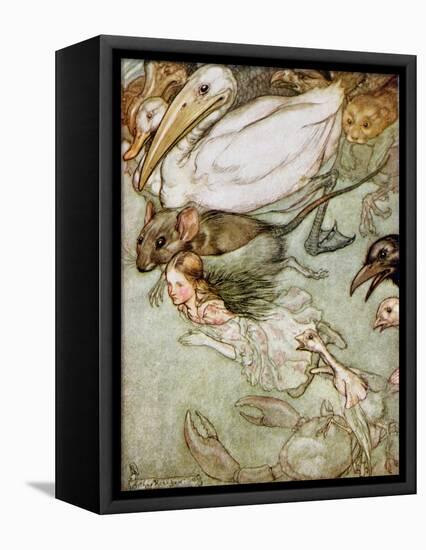 The Pool of Tears, from 'Alice's Adventures in Wonderland' by Lewis Carroll (1832-98) 1907-Arthur Rackham-Framed Stretched Canvas