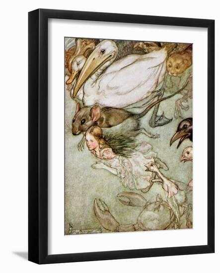 The Pool of Tears, from 'Alice's Adventures in Wonderland' by Lewis Carroll (1832-98) 1907-Arthur Rackham-Framed Giclee Print