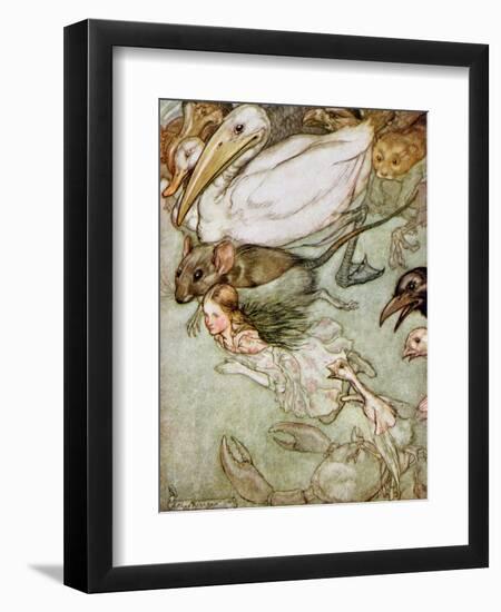 The Pool of Tears, from 'Alice's Adventures in Wonderland' by Lewis Carroll (1832-98) 1907-Arthur Rackham-Framed Giclee Print