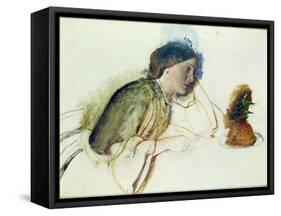 The Poor Actress's Christmas Dinner, 19th Century-Robert Braithwaite Martineau-Framed Stretched Canvas