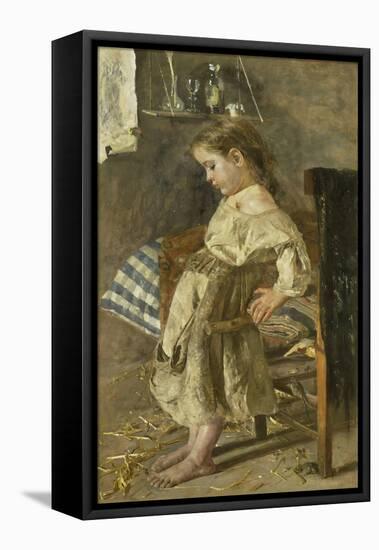 The Poor Child-Antonio Mancini-Framed Stretched Canvas