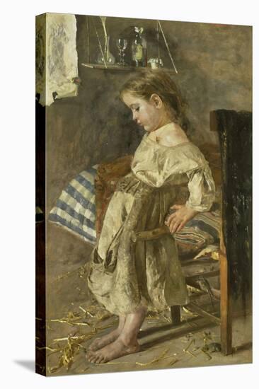 The Poor Child-Antonio Mancini-Stretched Canvas