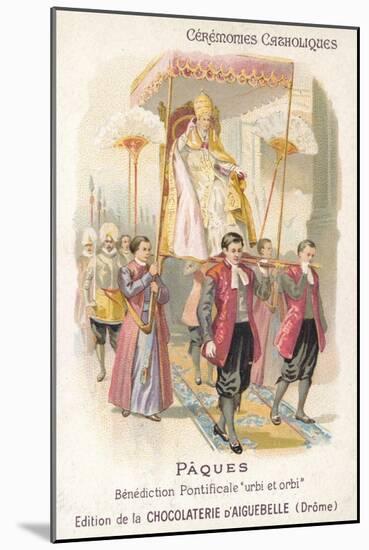 The Pope Being Carried to Make His Traditional Easter Blessing-null-Mounted Giclee Print