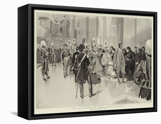 The Pope Blessing the French Pilgrims in Rome-Oswaldo Tofani-Framed Stretched Canvas