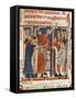 The Pope Delivering the Constitution, Miniature from the Constitutions of Gregory IX Codex, Italy-null-Framed Stretched Canvas