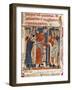 The Pope Delivering the Constitution, Miniature from the Constitutions of Gregory IX Codex, Italy-null-Framed Giclee Print