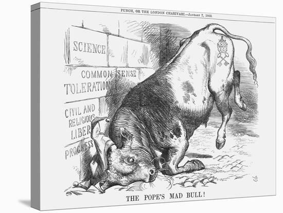 The Pope's Mad Bull, 1865-John Tenniel-Stretched Canvas