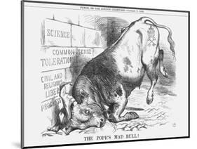 The Pope's Mad Bull, 1865-John Tenniel-Mounted Giclee Print