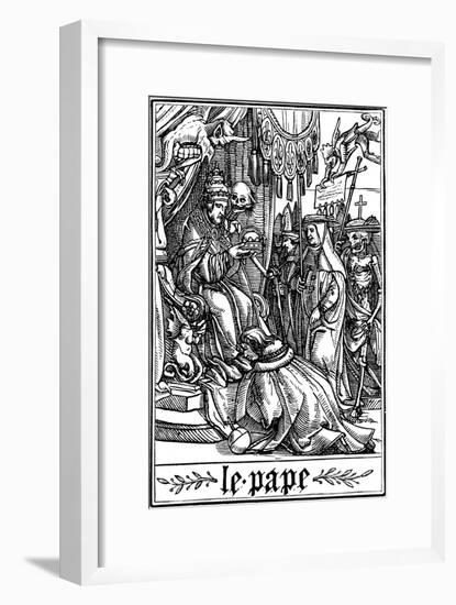 The Pope Visited by Death, 1538-Hans Holbein the Younger-Framed Giclee Print