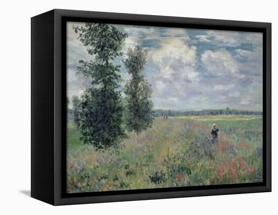 The Poppy Field-Claude Monet-Framed Stretched Canvas