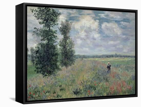 The Poppy Field-Claude Monet-Framed Stretched Canvas