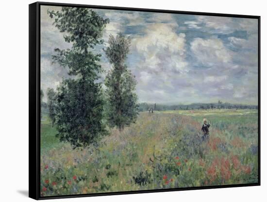 The Poppy Field-Claude Monet-Framed Stretched Canvas