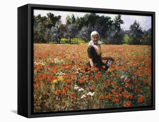 The Poppy Field-George Hitchcock-Framed Stretched Canvas