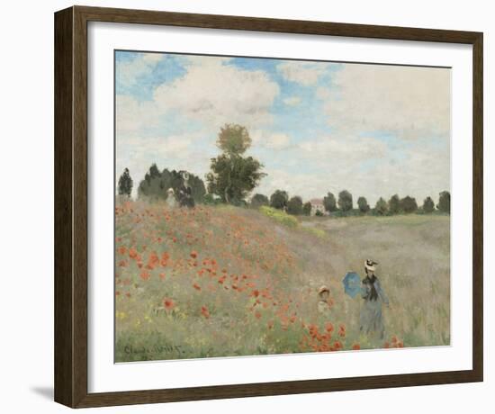 The Poppyfield, Near Argenteuil-Claude Monet-Framed Art Print