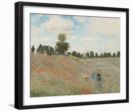 The Poppyfield, Near Argenteuil-Claude Monet-Framed Art Print