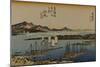 The Port at the Mouth of the River Okitsu, with Sail Boats in the Distance-Utagawa Hiroshige-Mounted Art Print