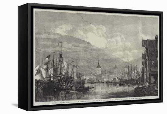 The Port, Bergen, Norway-George Henry Andrews-Framed Stretched Canvas