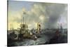 The Port of Amsterdam, View of the Ij, 1666-Ludolf Backhuysen-Stretched Canvas