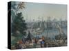 The Port of Boston in the United States of America, Painted Wallpaper, Made by Zuber at Mulhouse-null-Stretched Canvas