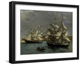 The Port of Camaret, c.1872-Eugène Boudin-Framed Giclee Print