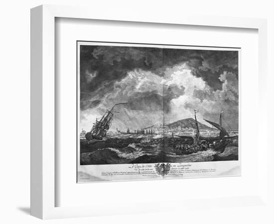 The Port of Cette in Languedoc Seen from the Sea Behind the Isolated Jetty-Claude Joseph Vernet-Framed Premium Giclee Print