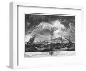 The Port of Cette in Languedoc Seen from the Sea Behind the Isolated Jetty-Claude Joseph Vernet-Framed Premium Giclee Print