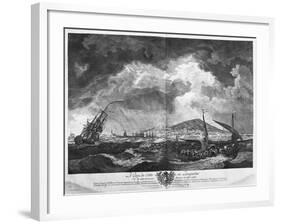 The Port of Cette in Languedoc Seen from the Sea Behind the Isolated Jetty-Claude Joseph Vernet-Framed Giclee Print