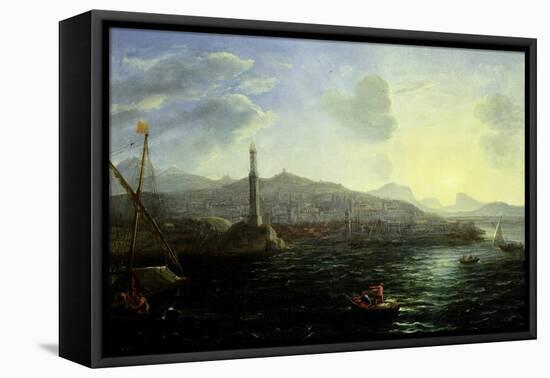 The Port of Genoa, Sea View-Claude Lorraine-Framed Stretched Canvas