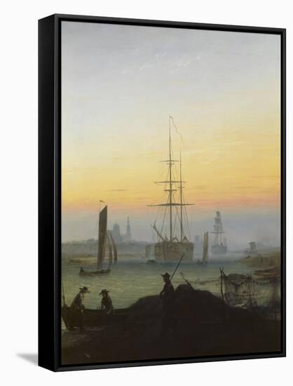 The Port of Greifswald-Caspar David Friedrich-Framed Stretched Canvas