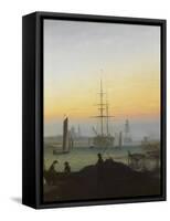 The Port of Greifswald-Caspar David Friedrich-Framed Stretched Canvas