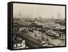 The Port of Hamburg, Germany, Pre War in the 1930s-Robert Hunt-Framed Stretched Canvas