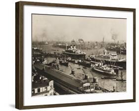 The Port of Hamburg, Germany, Pre War in the 1930s-Robert Hunt-Framed Photographic Print