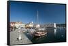 The port of Isola surrounded by the old town, Isola, Slovenia, Europe-Sergio Pitamitz-Framed Stretched Canvas