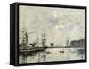 The Port of Le Havre (Dock of La Barre)-Eugène Boudin-Framed Stretched Canvas