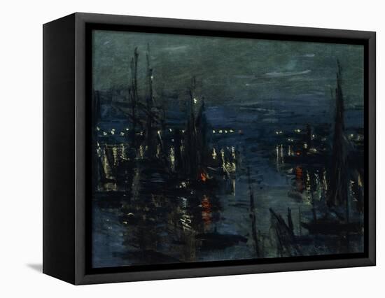 The Port of Le Havre, Night Effect-Claude Monet-Framed Stretched Canvas