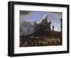 The Port of Naples with Vesuvius Erupting-Johannes Lingelbach-Framed Giclee Print