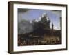 The Port of Naples with Vesuvius Erupting-Johannes Lingelbach-Framed Giclee Print