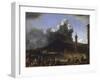 The Port of Naples with Vesuvius Erupting-Johannes Lingelbach-Framed Giclee Print