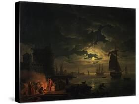 The Port of Palermo in the Moonlight, 1769-Claude Joseph Vernet-Stretched Canvas