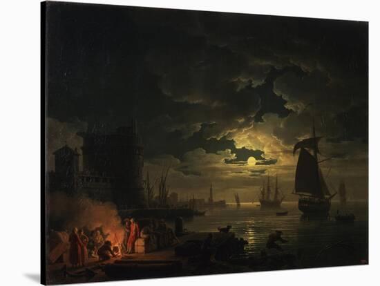 The Port of Palermo in the Moonlight, 1769-Claude Joseph Vernet-Stretched Canvas