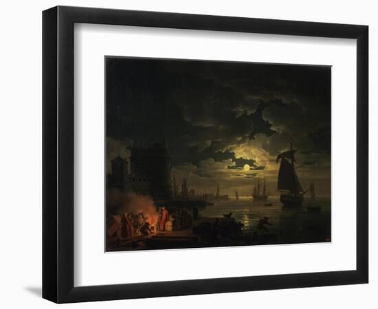 The Port of Palermo in the Moonlight, 1769-Claude Joseph Vernet-Framed Premium Giclee Print