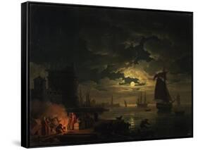 The Port of Palermo in the Moonlight, 1769-Claude Joseph Vernet-Framed Stretched Canvas